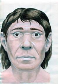 Imagined drawing of a Neanderthal based on skeletal remains and research.